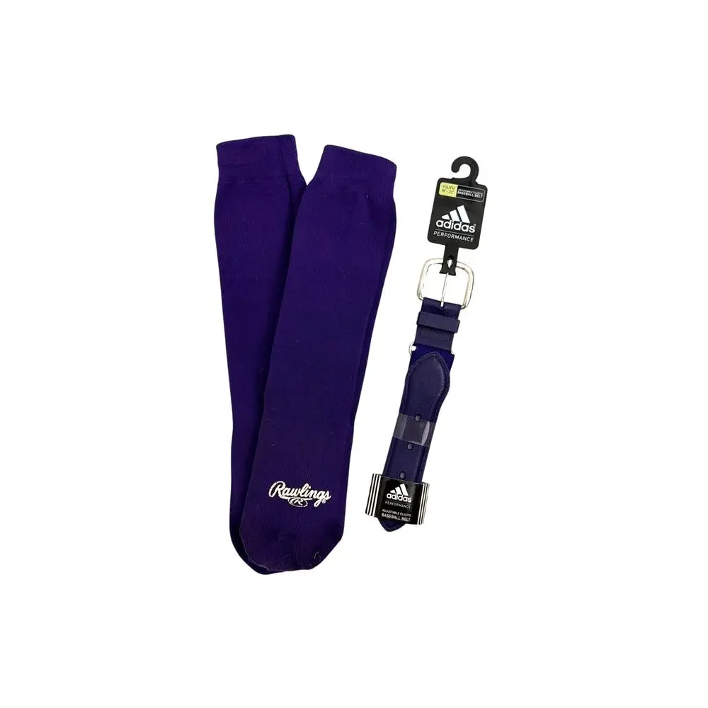 Adidas NWT Baseball Softball Adjustable Belt Rawlings Socks Set Youth 19